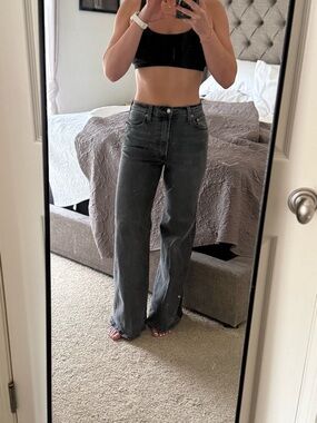 Levi's Women's Flared Wide-Leg Jeans in Washed Black
